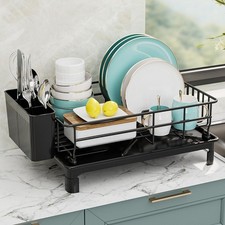 Rastrelliera Cucina Efficiente di Spazio con Scarico e Porta Utensili in Acciaio