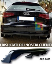 AUDI A3 8V SPORTBACK 2012-2016 SOTTO PARAURTI DIFFUSORE RS3 S3 ABS NERO -B-
