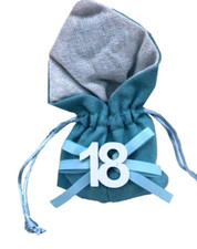 24 Pz Bomboniera Sacchetto Juta Tessuto 18 Anni Compleanno Azzurro Bomboniera