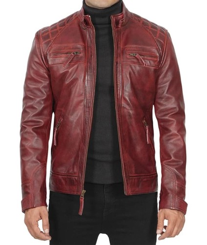 Giacca biker uomo bordeaux