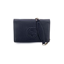 Autentica borsa messenger Gucci in pelle nera GG Soho WOC piccola a tracolla