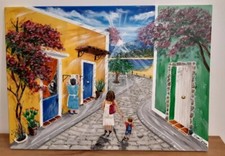 Paesaggio, mamma con bambino