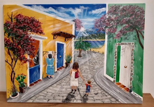 Paesaggio mamma con bambino - paesaggio,,