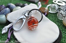 Portachiave con CORNIOLA ! cristalloterapia zen pietre minerali chakra argento