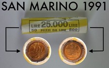 SAN MARINO !!! N. 1 ROTOLINO ROLLS 500 LIRE 1991 TERRA OSPITALE !!!