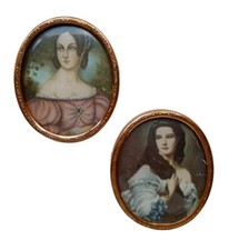 *HH* Lotto 2 Cornicette Portafoto Plastica Teca Foto Cornice Conicetta Ovale