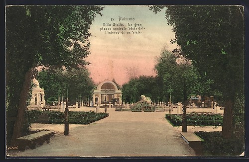 Cartolina palermo villa - cartolina, palermo,