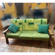 Divano rustico in legno + cuscini sfoderabili• Tinta Noce • TRE POSTI (170X83cm)