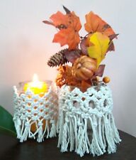 2pc Copertura Vaso Barattolo In macramè In Cotone  100% decorazione Artigianale 