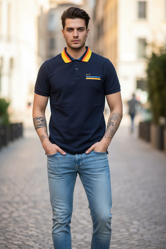 Polo uomo sun blu - sun, manica
