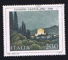 ITALIA 1 FRANCOBOLLO ARTE ITALIANA GIUSEPPE UGONIA 1981 usato (BI246)