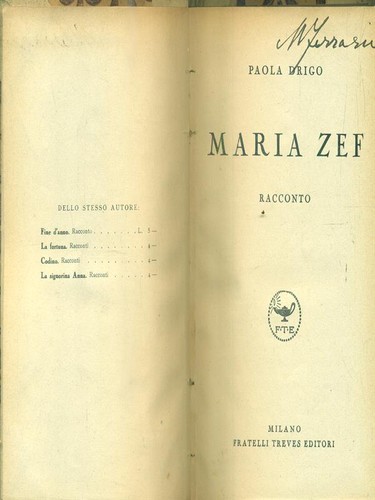 Maria zef narrativa italiana - maria,
