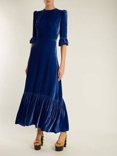 Lungo velluto blu abito donna - velluto,