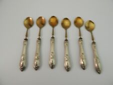 ANTICO SET 6 CUCCHIAINI DESSERT O GELATO MANICI LAMINA ARGENTO 800