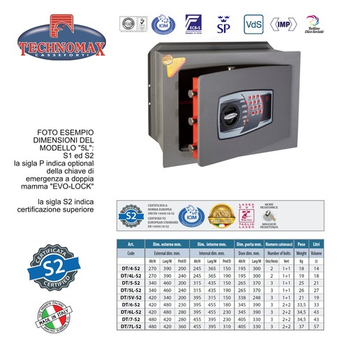 Cassaforte s2 27x39x20 - dt/4p-s2,