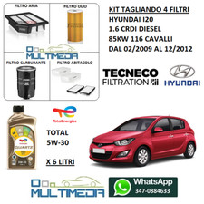 KIT TAGLIANDO 4 FILTRI OLIO TOTAL 5W30 HYUNDAI i20 1.6 CRDi DIESEL 85KW 116 CV