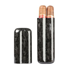 Lubinski Portable Carbon Fiber Cigar Case For Men Holder Humidor 2 Tubes Travel