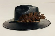 Cappello ISHA Fedora in Pelle G Hecho En Mexico cm. 58 Fatto a Mano Handmade