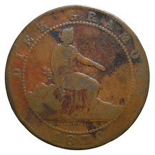 10 centesimi 1870 - Barcellona - Spagna - MB+
