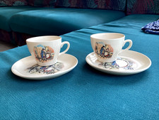 2 VECCHIE TAZZINE “OLD BRIDGE” PORCELLANA INGLESE OTTIME CONDIZIONI con piattini