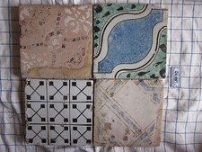 quattro riggiole piastrelle mattonelle maioliche antiche in cotto 20x20 lotto176