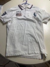 polo vintage ralph lauren bianca big horse usa nukber 3 camicia rara taglia xl
