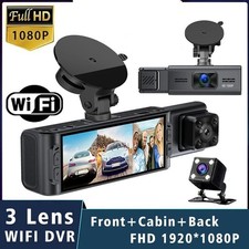 Dash Cam Auto 3 Telecamere 1080P WiFi – Visione Notturna, Anteriore e Posteriore