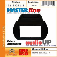 MASCHERINA AUTORADIO 2 DIN CITROEN NEMO DA 2009 IN POI ADATTATORE NERO ANTRACITE