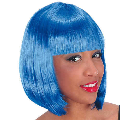 Parrucca caschetto blu - parrucca,