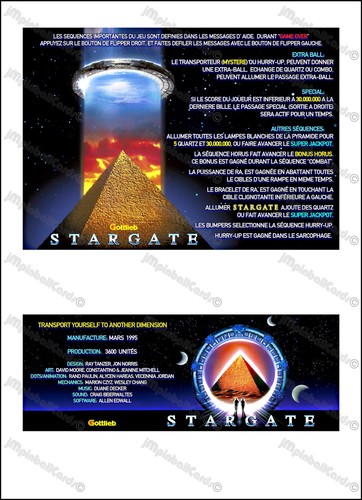 Gottlieb stargate 1995 - 1995, cartes