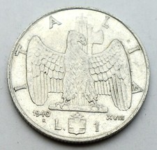 ITALY 1 LIRE 1940 R OLD COIN
