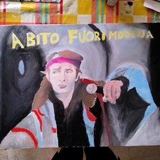 Dipinto Vasco Rossi Olio Su Cartoncino Telato 50x70