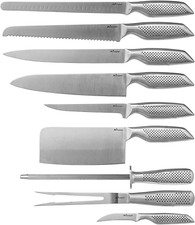 Set Coltelli Professionali da Cucina per Pane Verdura Carne 9 Pezzi Acciaio Inox