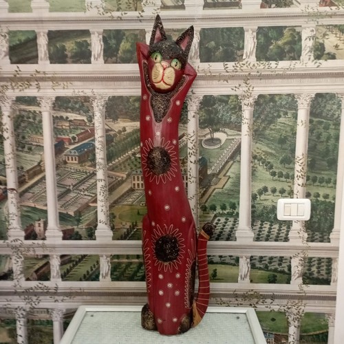 Statua gatto legno - gatto,