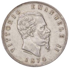 r58_127) Vittorio Emanuele II (1861-1878) - 5 Lire 1874