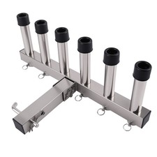 Porta Canna da Pesca Auto Regolabile per Ricevitore Gancio 2" Porta 6 Canne Acciaio