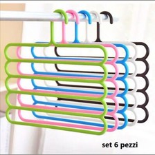Set 6 Pezzi Gruccia Stampella Porta Pantaloni Vestiti Sciarpe 5 Posti idea