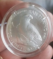 SAN MARINO 2025 FALCO PELLEGRINO 1 OZ ARGENTO SILVER 5 EURO PEREGRINE FALCON