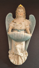 ANTICA,ACQUASANTIERA,BISCUIT,PORCELLANA, HOLY WATER FONT,ANGELO,BENITIER,ANGEL.
