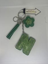 portachiavi donna fiore e lettera N Strass brillantini anello e moschettone