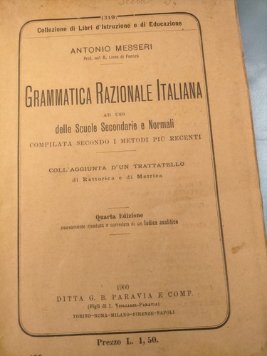 Antico libro grammatica - ",