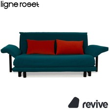 Ligne Roset Multy Pelle Blu Turchese Petrolio Incl. Braccioli Divano Letto