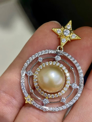 Enorme ciondolo perla oro - ciondolo,