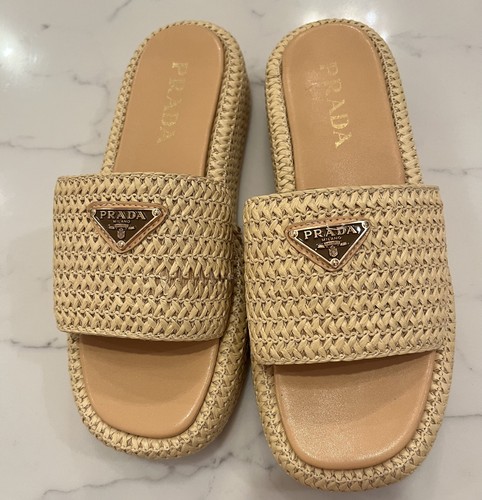 Sandali prada slides rafia - sandali,