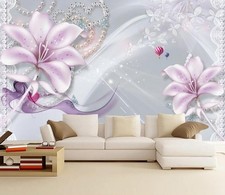 Carta da parati 3D fiore viola