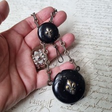 CHATELAINE Ancienne XIXè Fleurs De Lys Porte Montre 19thC