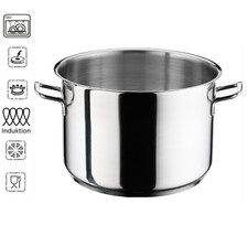 PENTOLA ALTA IN ACCIAIO INOX DOPPIO FONDO CM 16 18 20 22 24 26 28 30