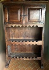 Mobile credenza rustica con cantinetta e 2 ante superiori in noce Arte Povera