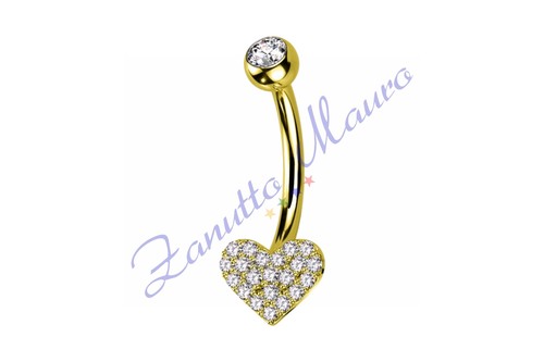 Piercing ombelico cuore bianco