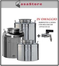 Contenitore Bidone Fusto Olio MAFFEI Acciaio Inox 30/50 LT + rubinetto sfera 1/2